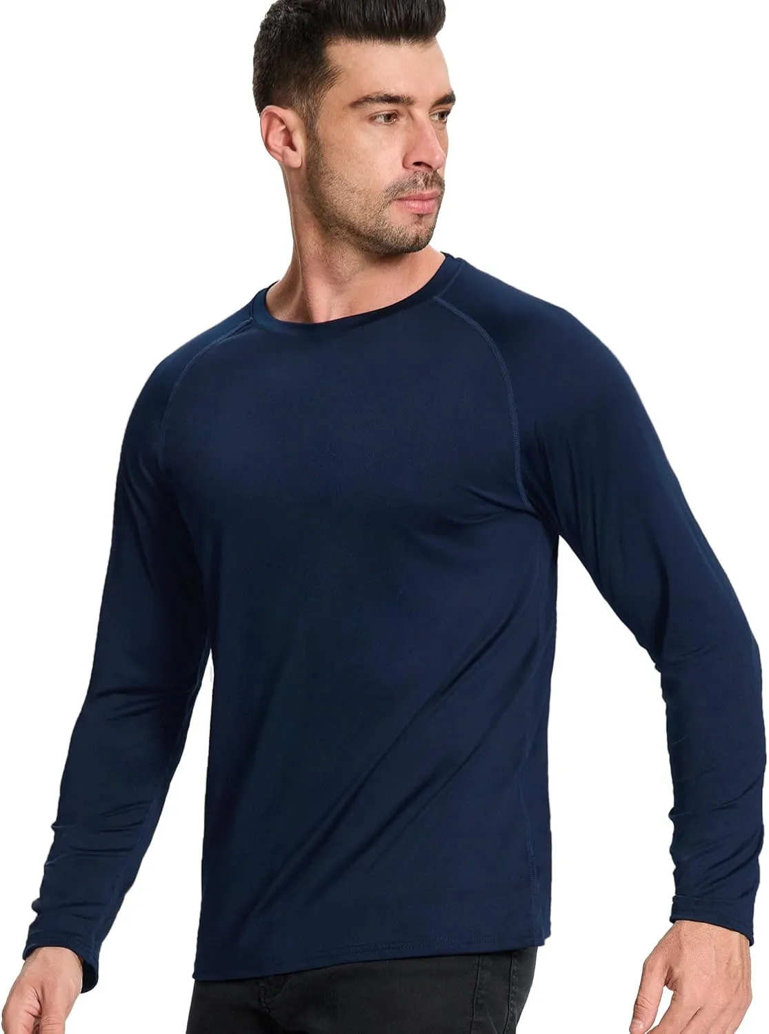 3-5 Pack Shirts for Men Long Sleeve Shirt Wicking Sun Tee Shirts UV Protection T-Shirt for Casual Fishing Hiking Swim