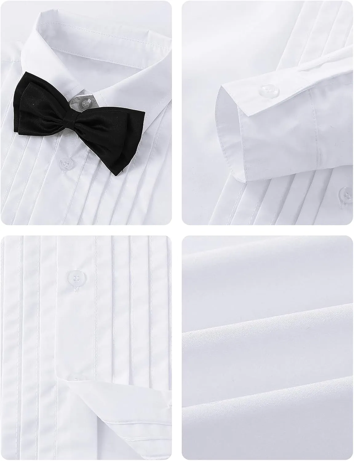 A&J DESIGN Boys Tuxedo Shirt Kids Pleated Dress Shirts with Bow Tie for 2-7 Years Old Boys Button Down Shirt