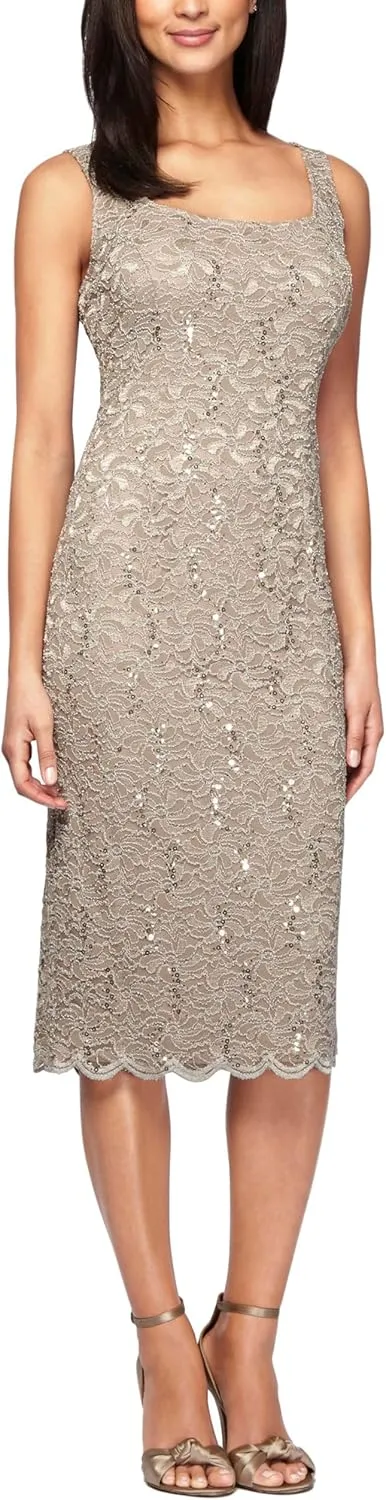 Alex Evenings Women's Shift Dress with Lace Jacket (Petite and Regular)