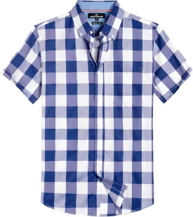 Alimens & Gentle Mens Plaid Short Sleeve Button Down Shirts Cotton Regular Fit Casual Gingham Shirts