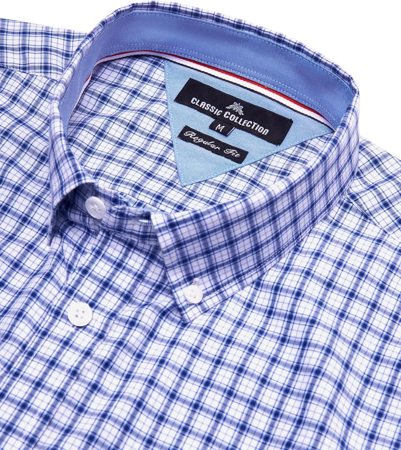 Alimens & Gentle Mens Plaid Short Sleeve Button Down Shirts Cotton Regular Fit Casual Gingham Shirts