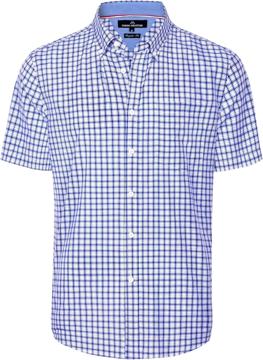 Alimens & Gentle Mens Plaid Short Sleeve Button Down Shirts Cotton Regular Fit Casual Gingham Shirts