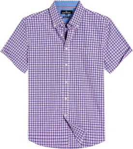 Alimens & Gentle Mens Plaid Short Sleeve Button Down Shirts Cotton Regular Fit Casual Gingham Shirts