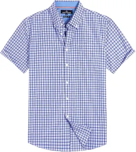 Alimens & Gentle Mens Plaid Short Sleeve Button Down Shirts Cotton Regular Fit Casual Gingham Shirts