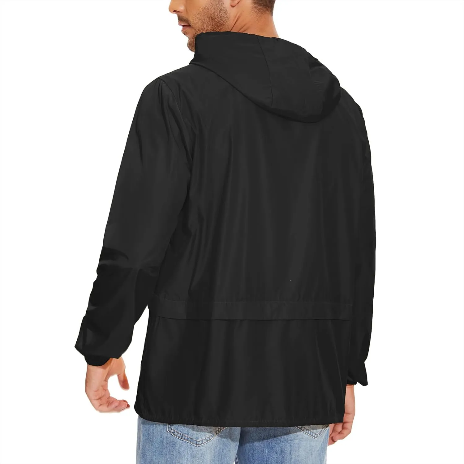 American Trends Raincoat for Men Waterproof with Hood Mens Rain Jacket Windbreaker Jackets Rain Coat