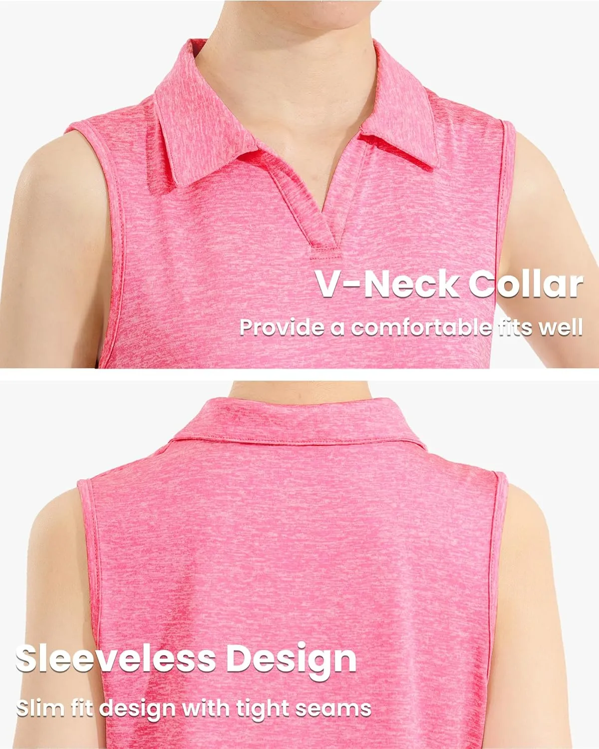 Auranso Girls Sleeveless Polo Shirts V-Neck Golf Tennis T-Shirts with Collared Quick Dry Tank Tops