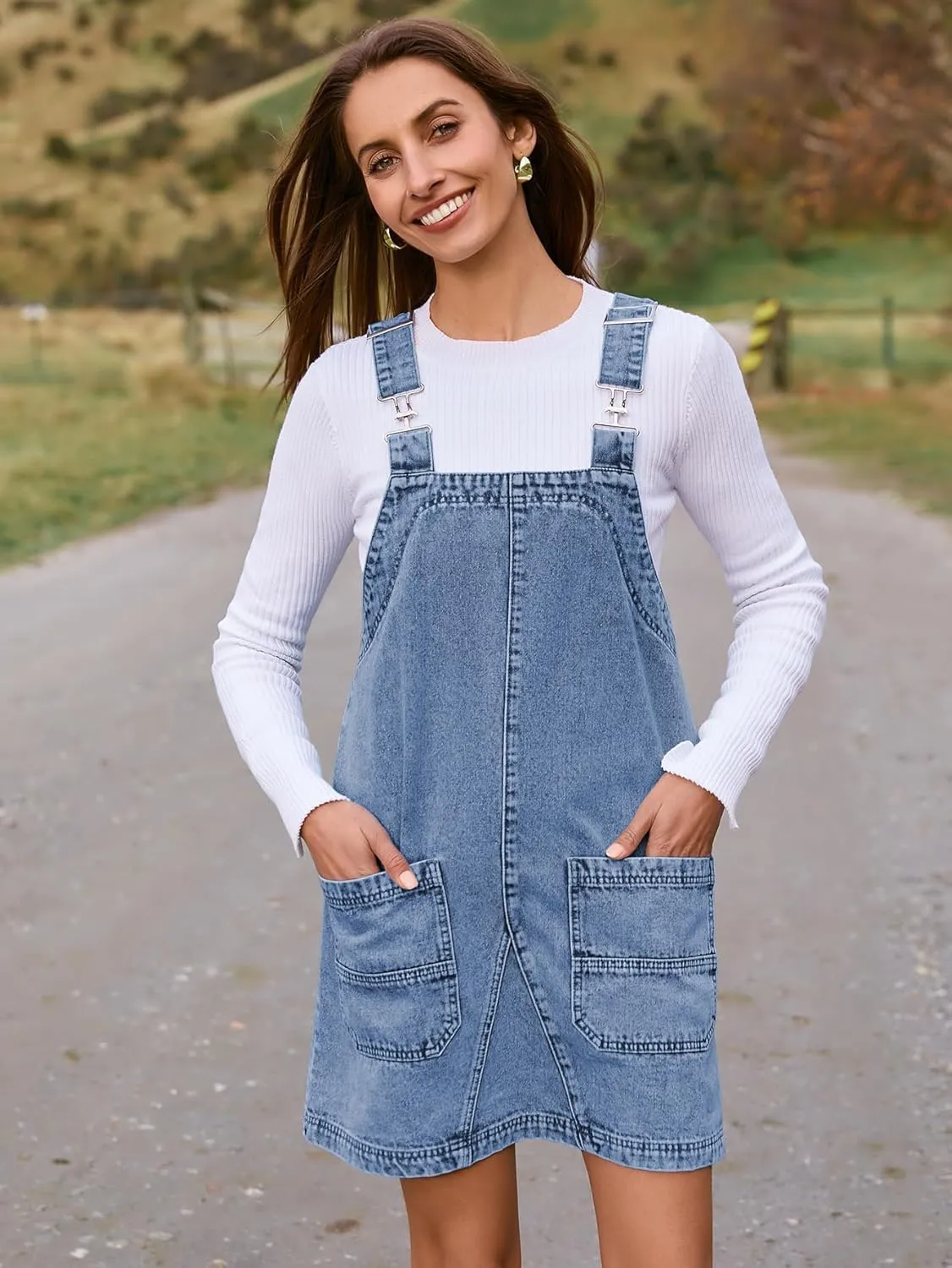BerryGo Women's Denim Overall Jean Sleeveless Romper 2025 Mini Pinafore Dress Shorts Jumper With Pocket
