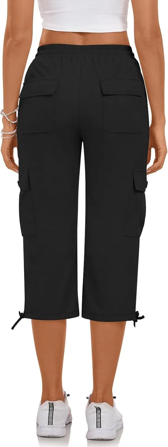 Bestbee Cargo Capris Hiking Pants for Women, Lightweight Quick Dry Outdoor Athletic Travel Casual Trousers with 6 Pockets