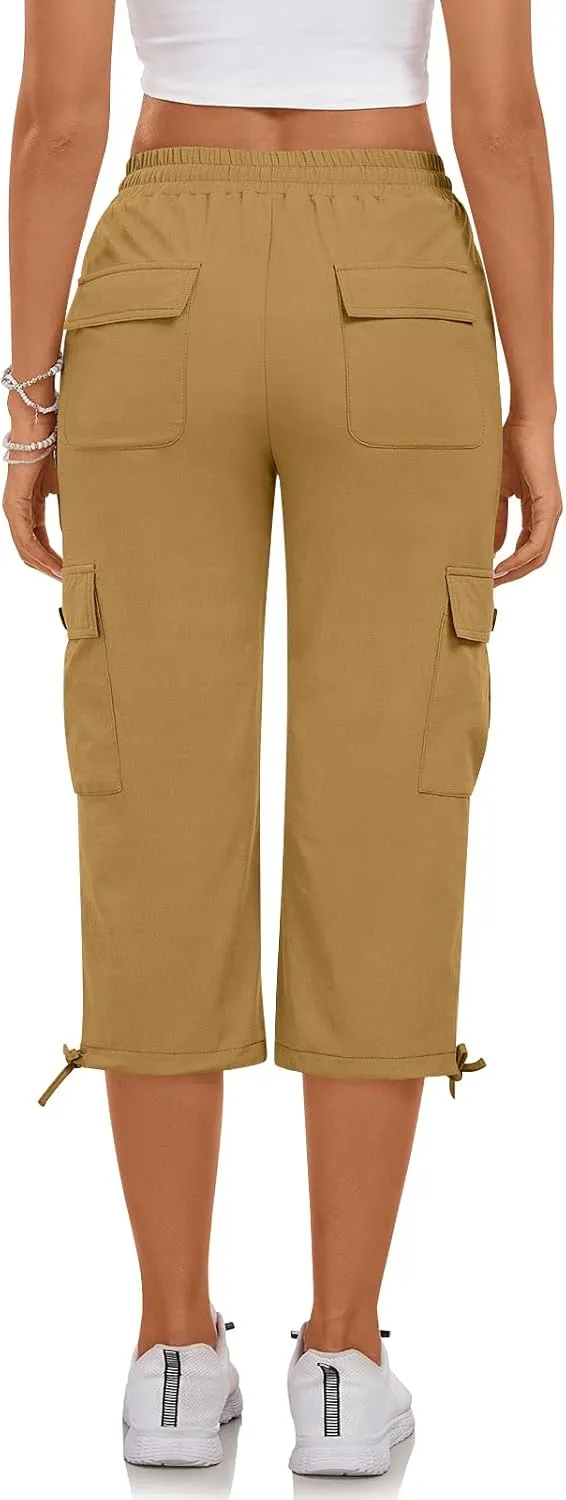 Bestbee Cargo Capris Hiking Pants for Women, Lightweight Quick Dry Outdoor Athletic Travel Casual Trousers with 6 Pockets