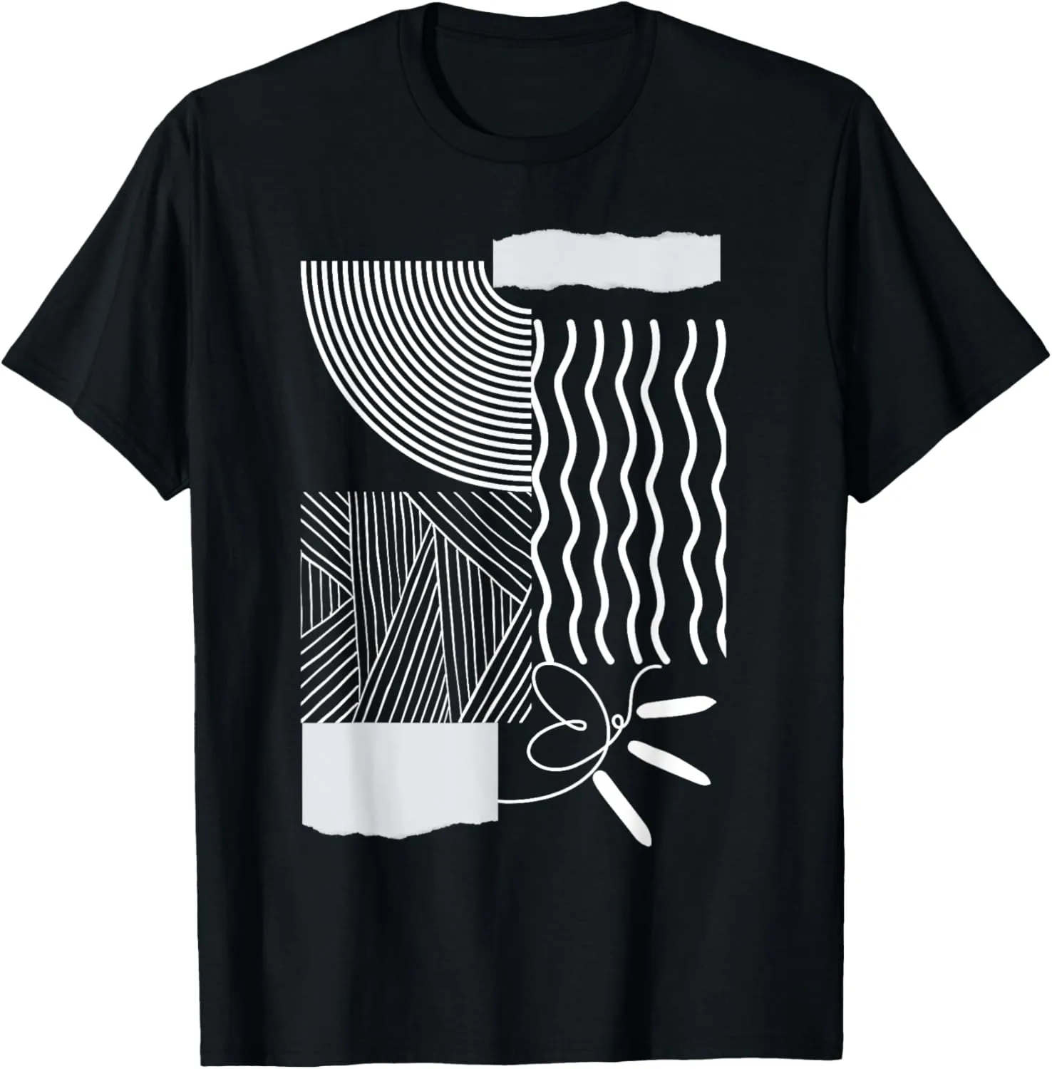 Black & White Minimalist Art, Monochromatic Abstract Graphic T-Shirt