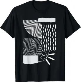 Black & White Minimalist Art, Monochromatic Abstract Graphic T-Shirt