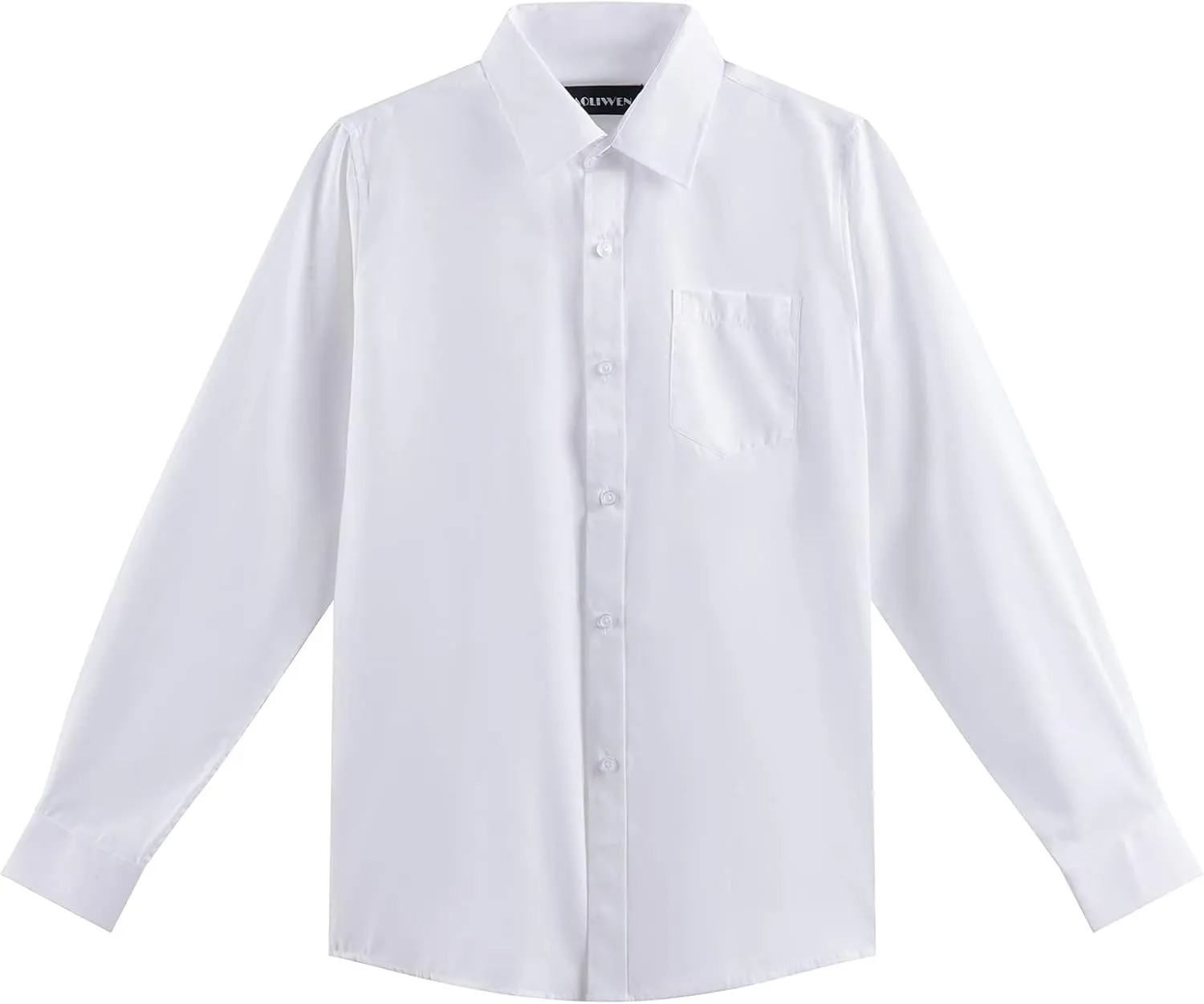 Boys Long Sleeve White Button Down Shirt - Collared Uniform Boys White Dress Shirt Button Up Shirt Boys