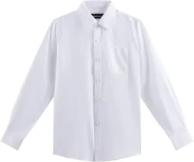 Boys Long Sleeve White Button Down Shirt - Collared Uniform Boys White Dress Shirt Button Up Shirt Boys
