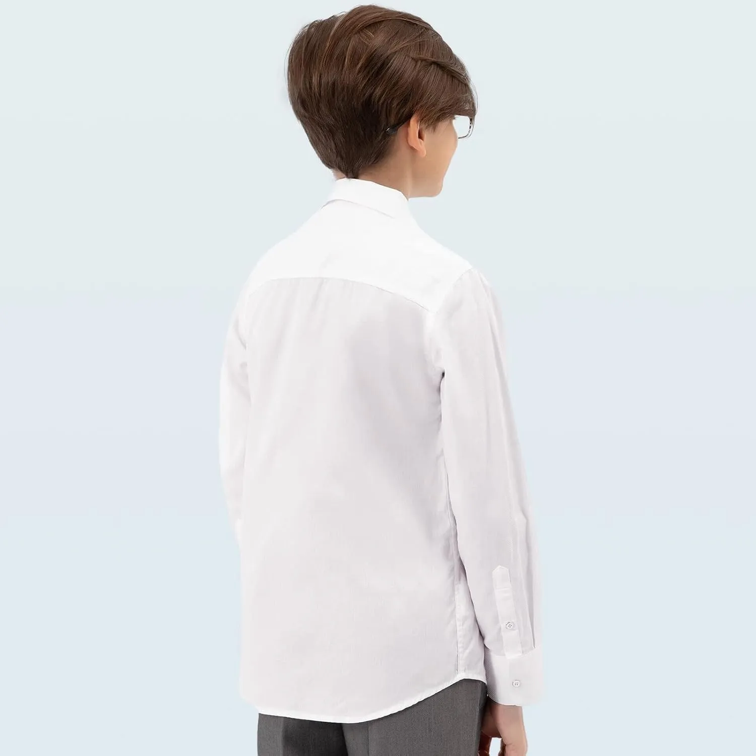 Boys Long Sleeve White Button Down Shirt - Collared Uniform Boys White Dress Shirt Button Up Shirt Boys