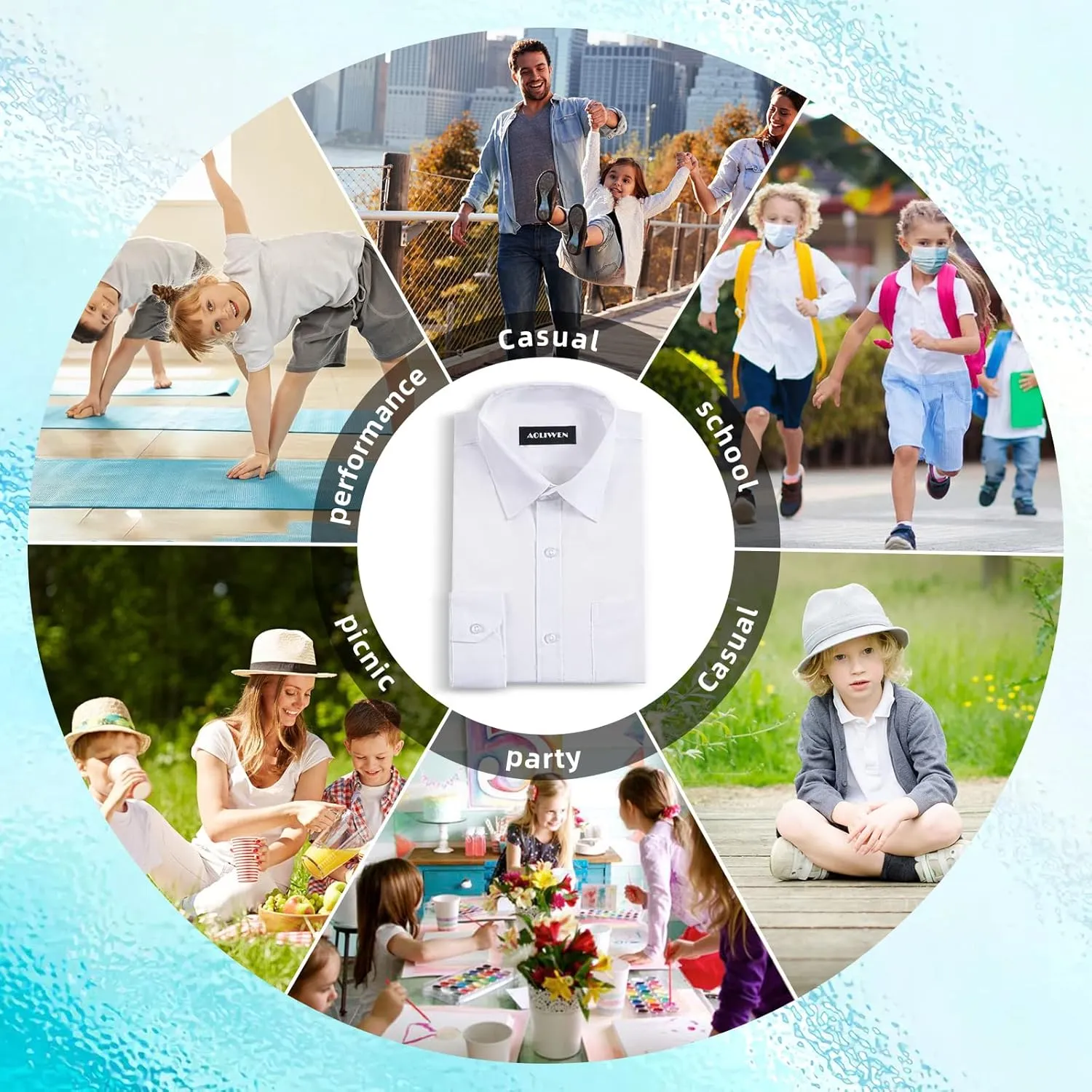 Boys Long Sleeve White Button Down Shirt - Collared Uniform Boys White Dress Shirt Button Up Shirt Boys