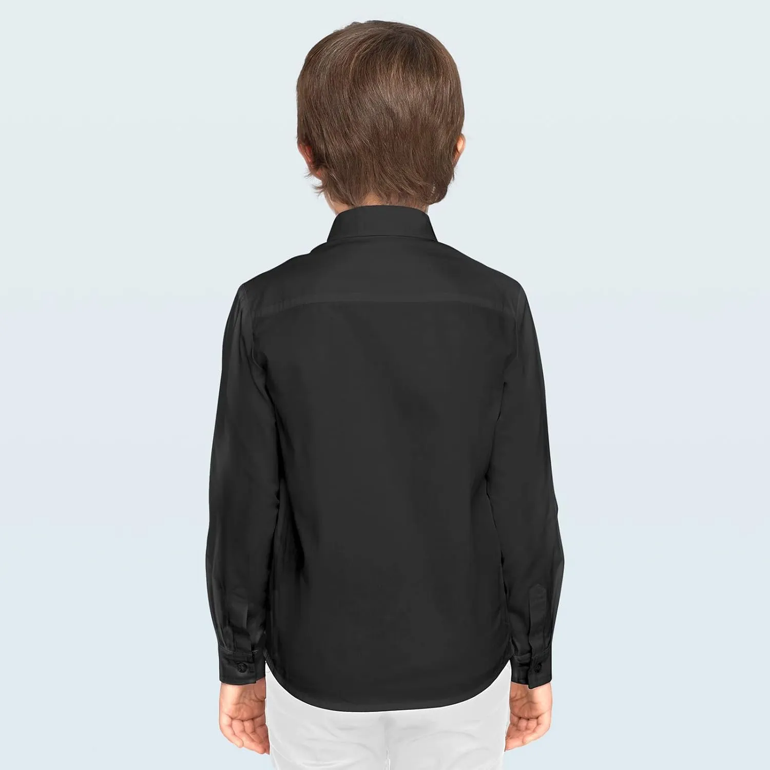 Boys Long Sleeve White Button Down Shirt - Collared Uniform Boys White Dress Shirt Button Up Shirt Boys