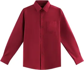 Boys Long Sleeve White Button Down Shirt - Collared Uniform Boys White Dress Shirt Button Up Shirt Boys