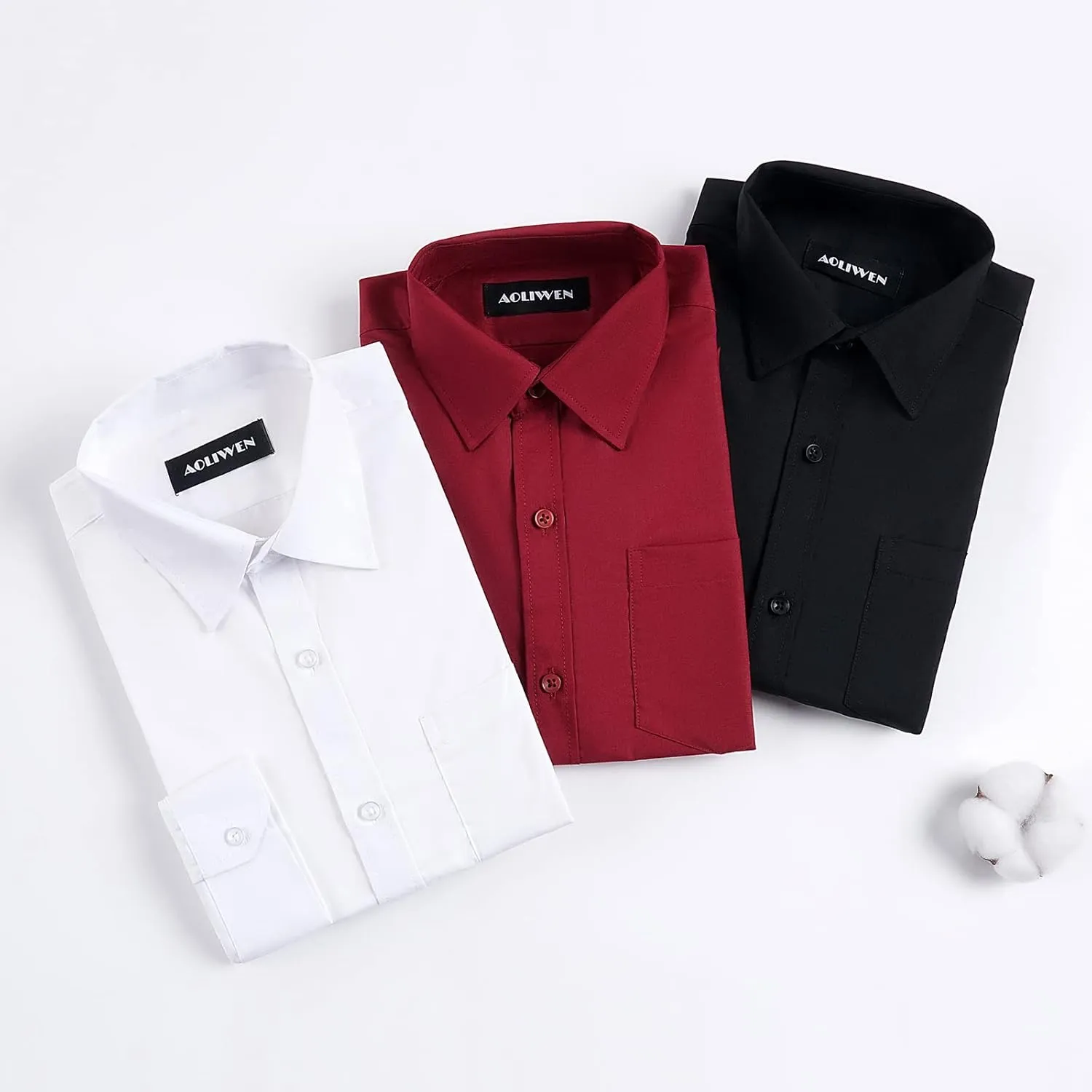 Boys Long Sleeve White Button Down Shirt - Collared Uniform Boys White Dress Shirt Button Up Shirt Boys