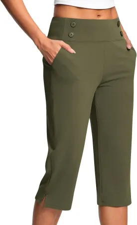 Capri Pants for Women Stretch High Waisted Crop Office Work Pants Summer Casual Capris Slacks Yoga Dress Pant