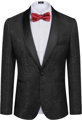 COOFANDY Men's Floral Tuxedo Suit Jacket Slim Fit Dinner Jacket Party Prom Wedding Blazer Jackets