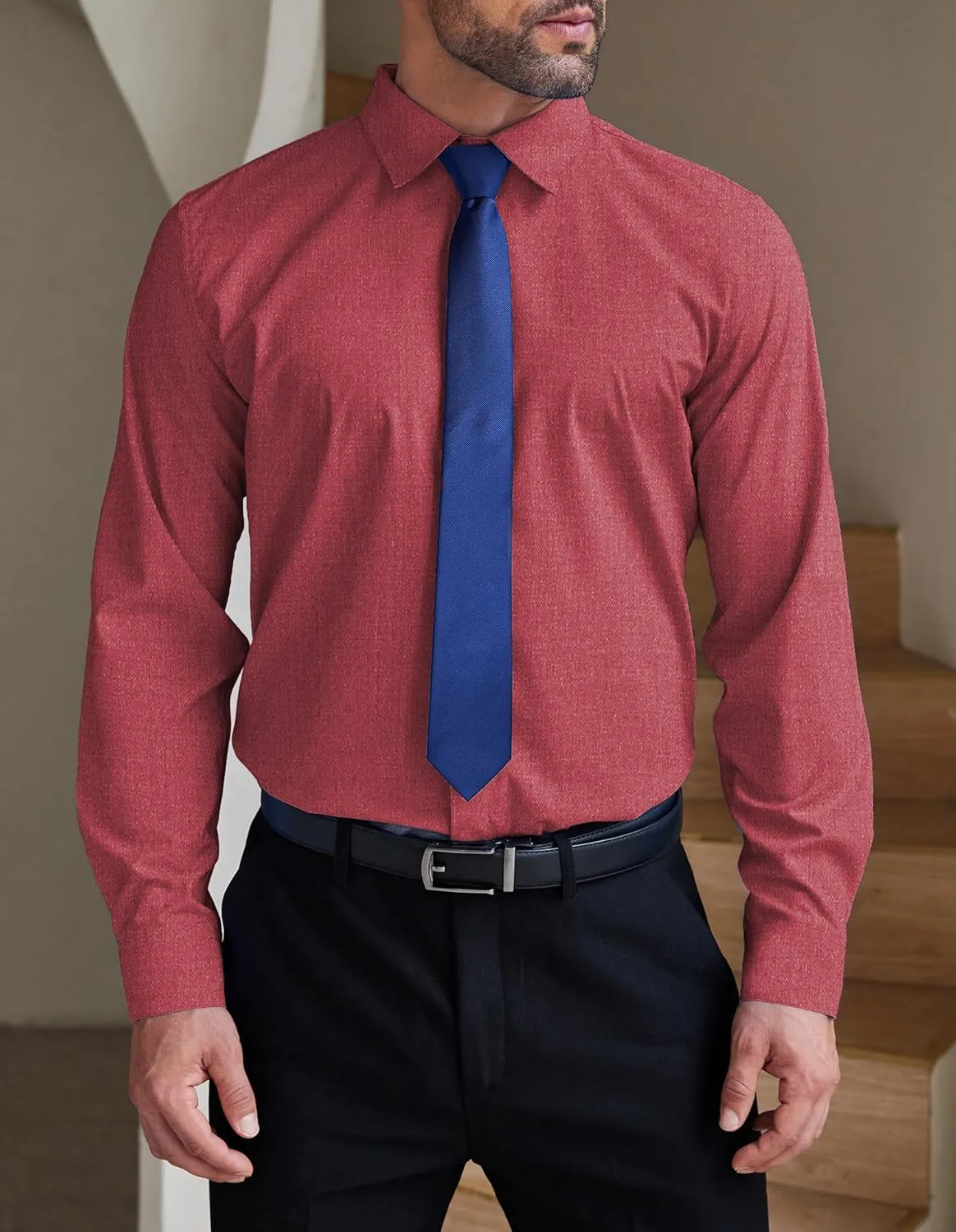 COOFANDY Men's Formal Dress Shirt Hidden Button Front Wrinkle Free Shirt Regular Fit Stretch Business Casual Shirts