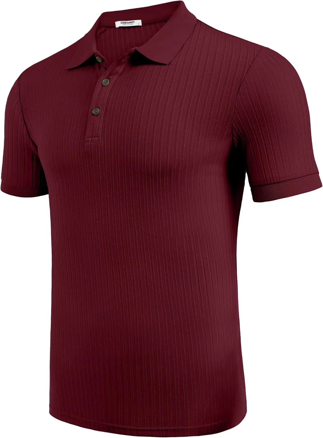 COOFANDY Men's Textured Polo Shirts Short Sleeve Slim Fit Casual Button Polo T-Shirt Summer Collared Golf Shirt