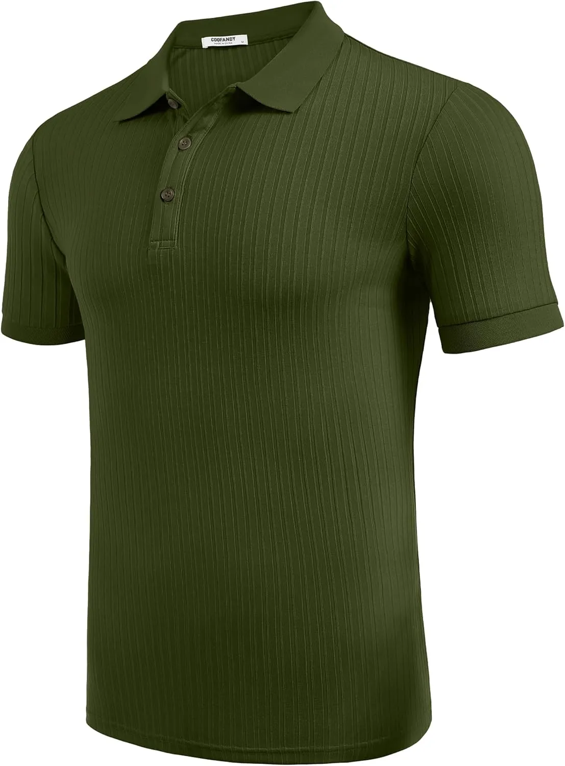 COOFANDY Men's Textured Polo Shirts Short Sleeve Slim Fit Casual Button Polo T-Shirt Summer Collared Golf Shirt