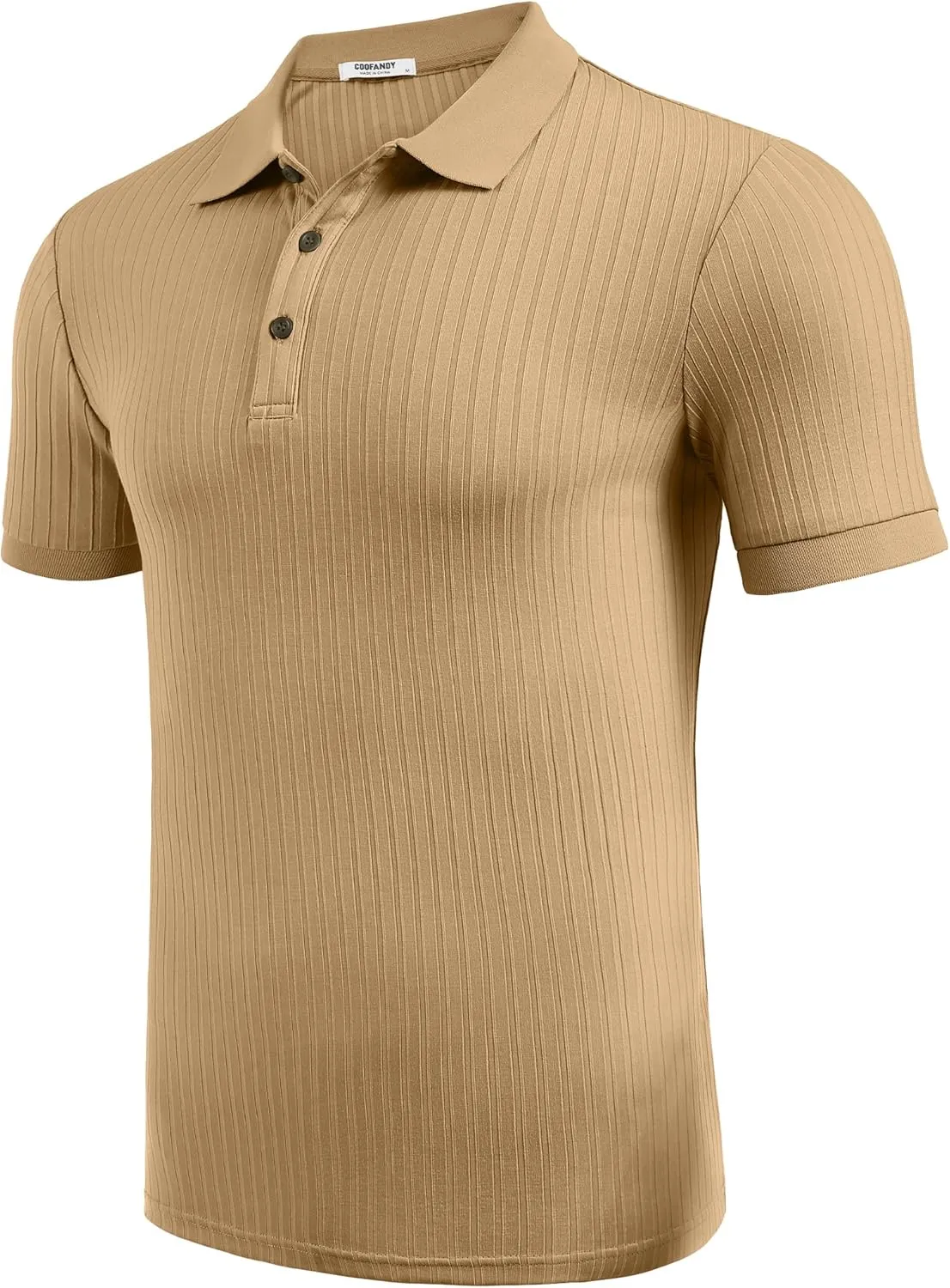COOFANDY Men's Textured Polo Shirts Short Sleeve Slim Fit Casual Button Polo T-Shirt Summer Collared Golf Shirt
