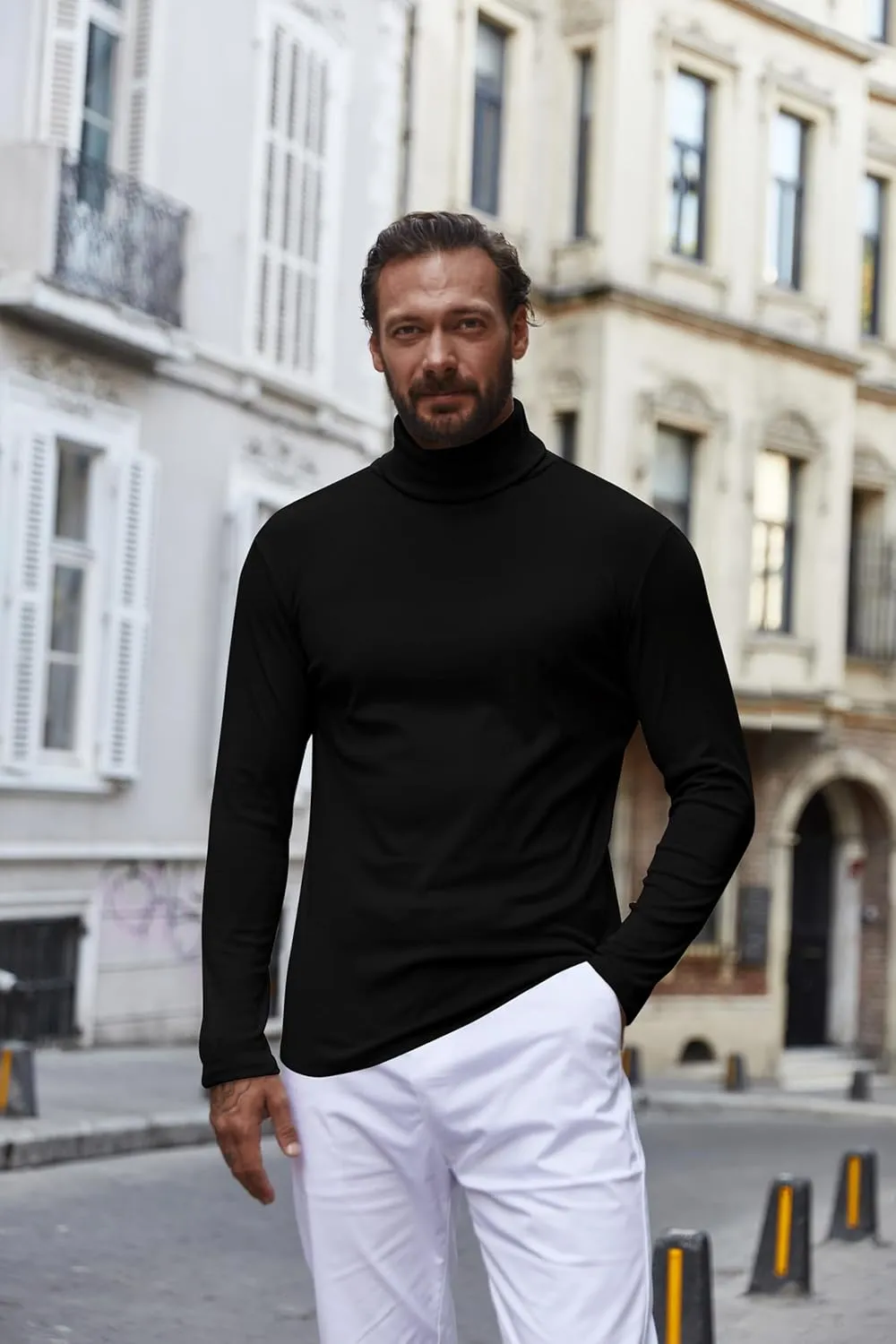 COOFANDY Men's Turtle Neck Shirts High Neck Mock Neck T Shirts Long Sleeve Slim Fit Sweater Casual Thermal Pullover