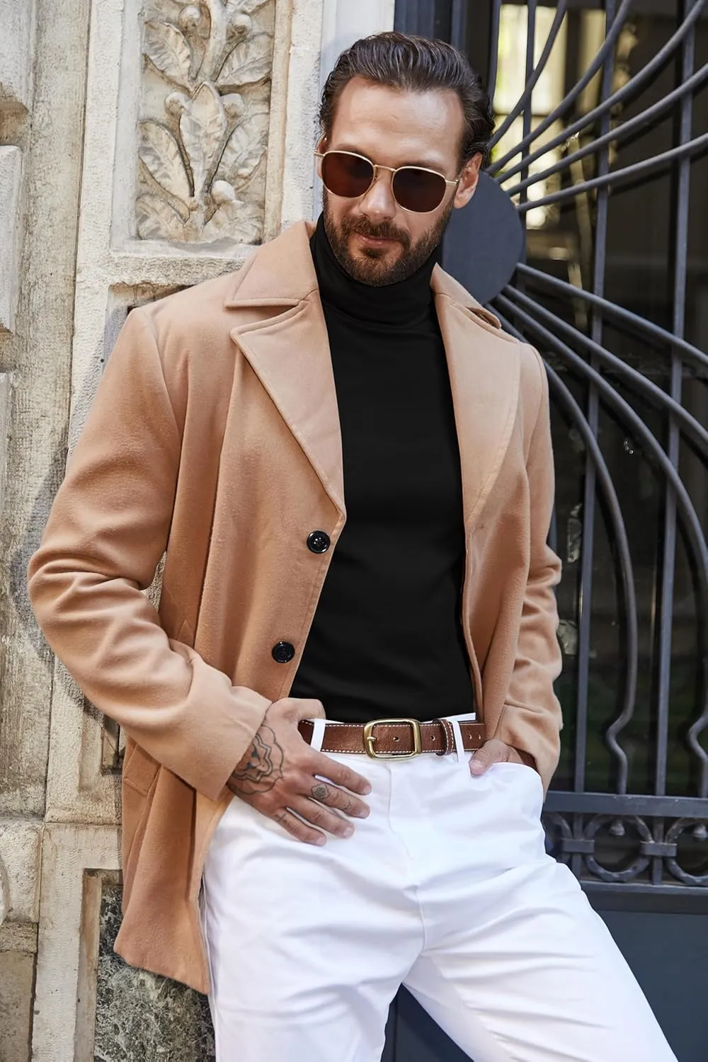 COOFANDY Men's Turtle Neck Shirts High Neck Mock Neck T Shirts Long Sleeve Slim Fit Sweater Casual Thermal Pullover