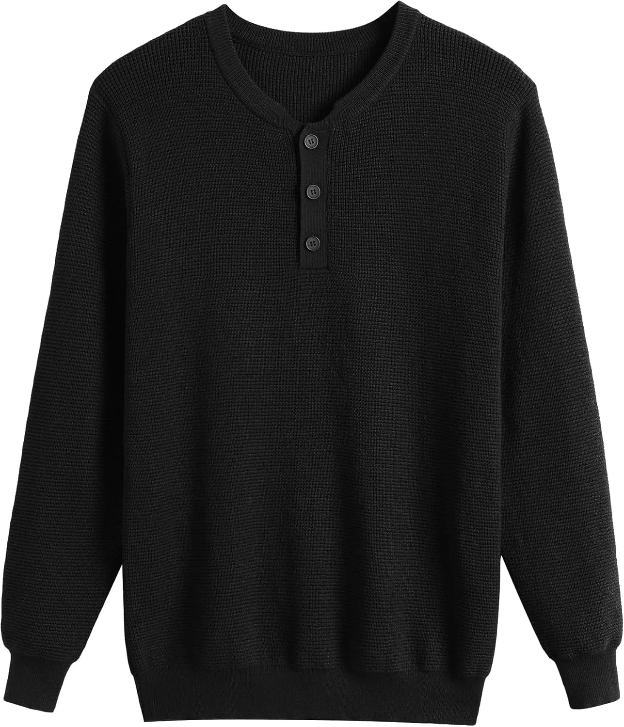 COOFANDY Men's Waffle Henley Shirts Crewneck Lightweight Sweater Long Sleeve Causal Knitted Pullover T Shirt