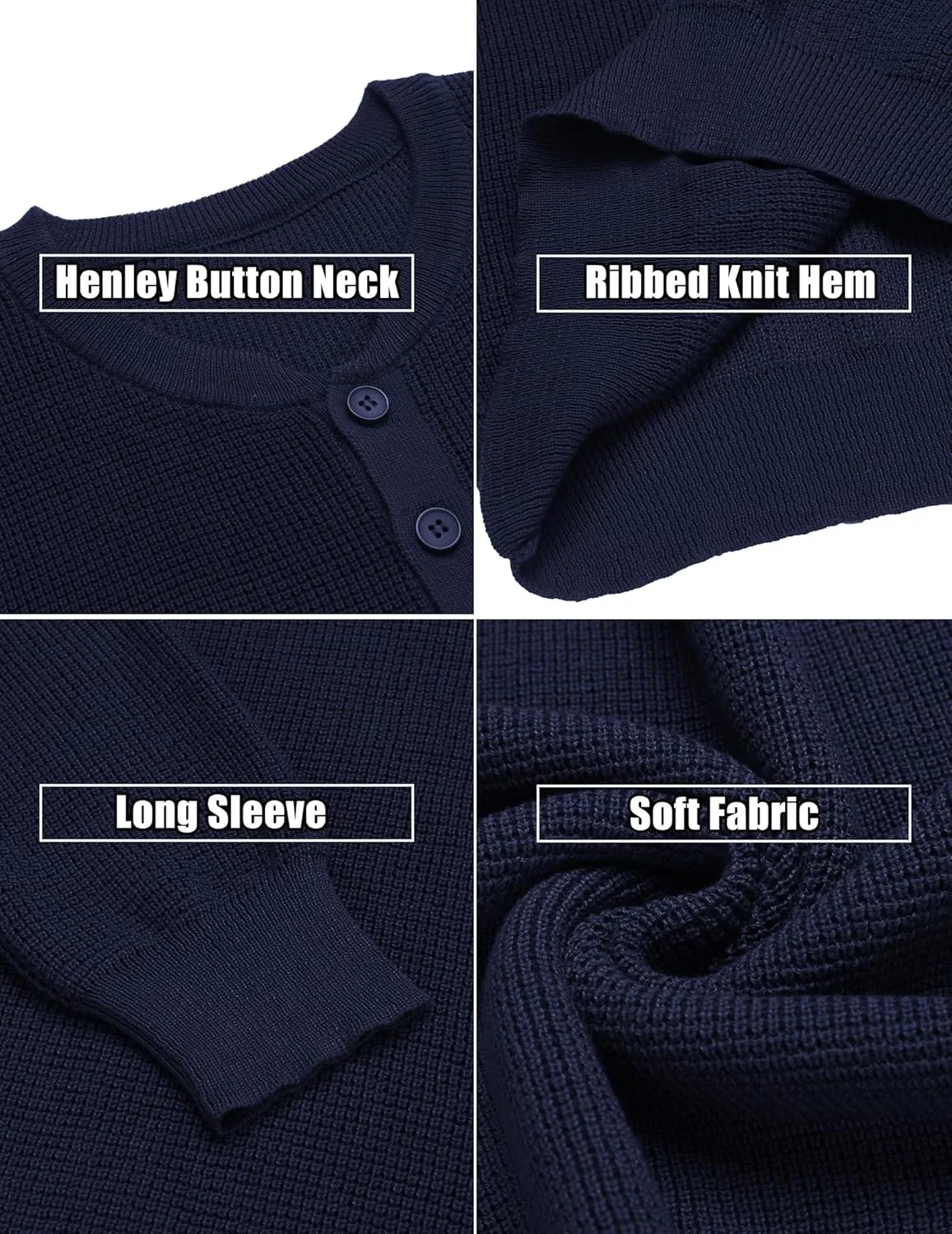 COOFANDY Men's Waffle Henley Shirts Crewneck Lightweight Sweater Long Sleeve Causal Knitted Pullover T Shirt