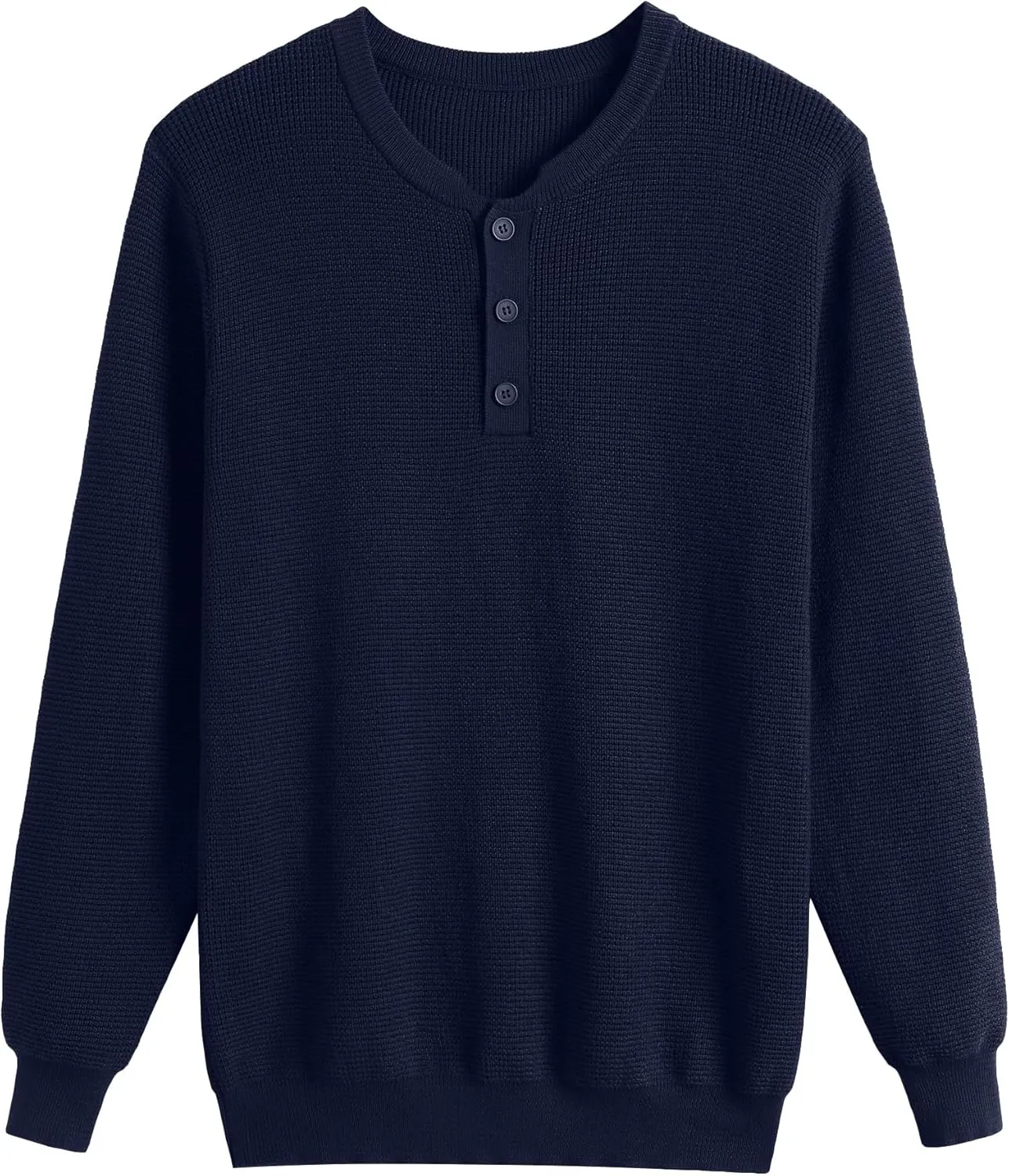 COOFANDY Men's Waffle Henley Shirts Crewneck Lightweight Sweater Long Sleeve Causal Knitted Pullover T Shirt