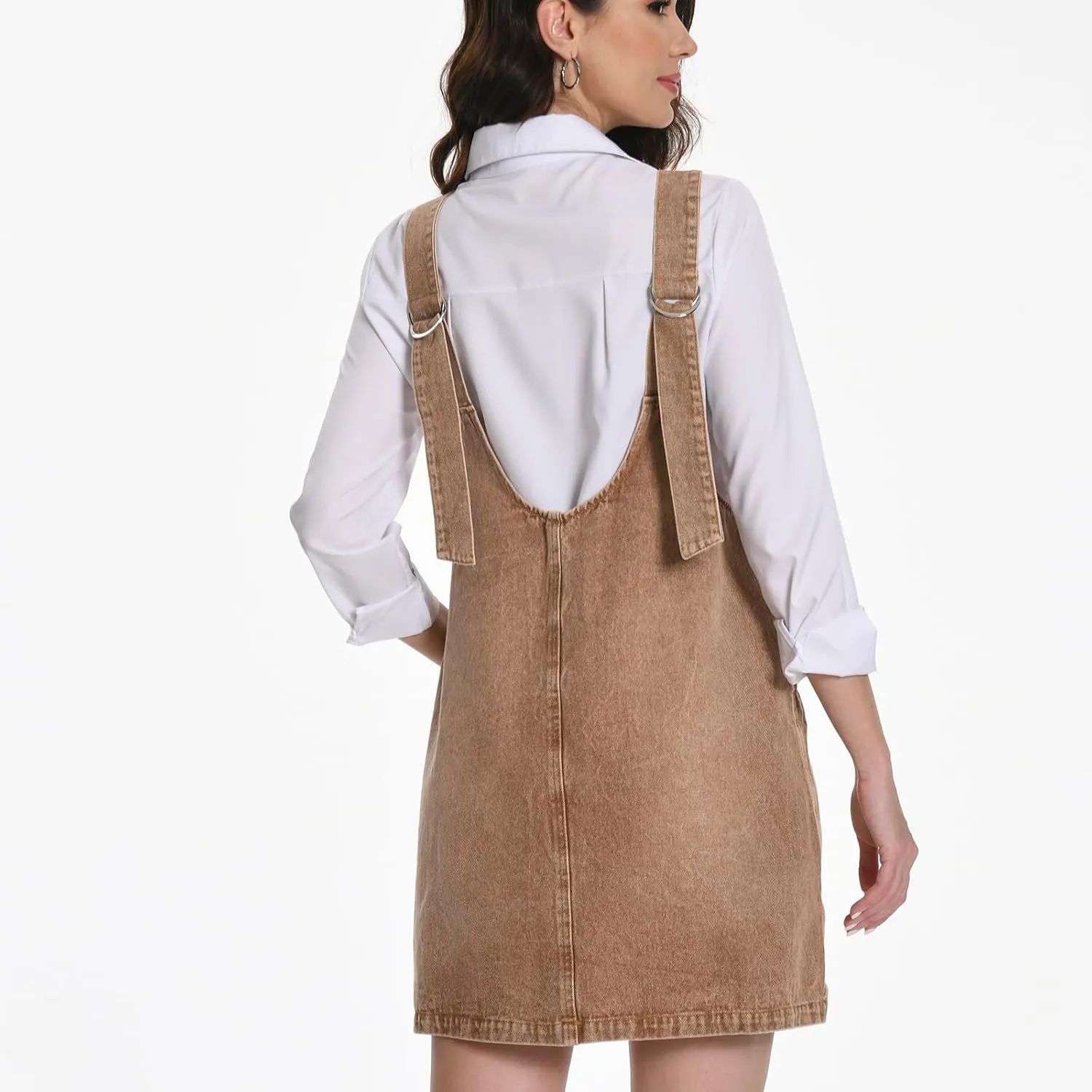 Denim Skirtall Dress for Women Jean High Roller Overalls Fashion Casual Sleeveless Mini Dress Jumper with Pockets