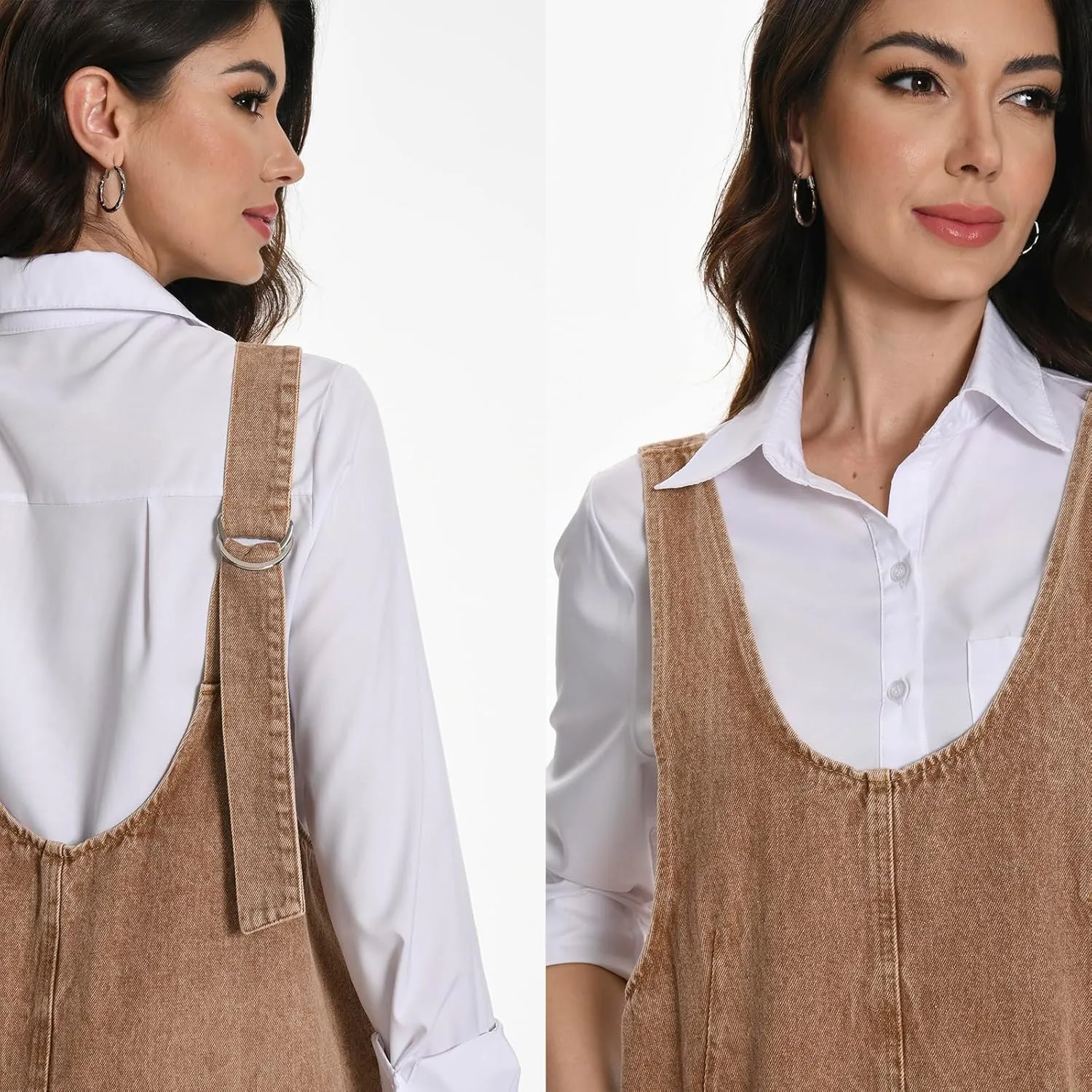 Denim Skirtall Dress for Women Jean High Roller Overalls Fashion Casual Sleeveless Mini Dress Jumper with Pockets
