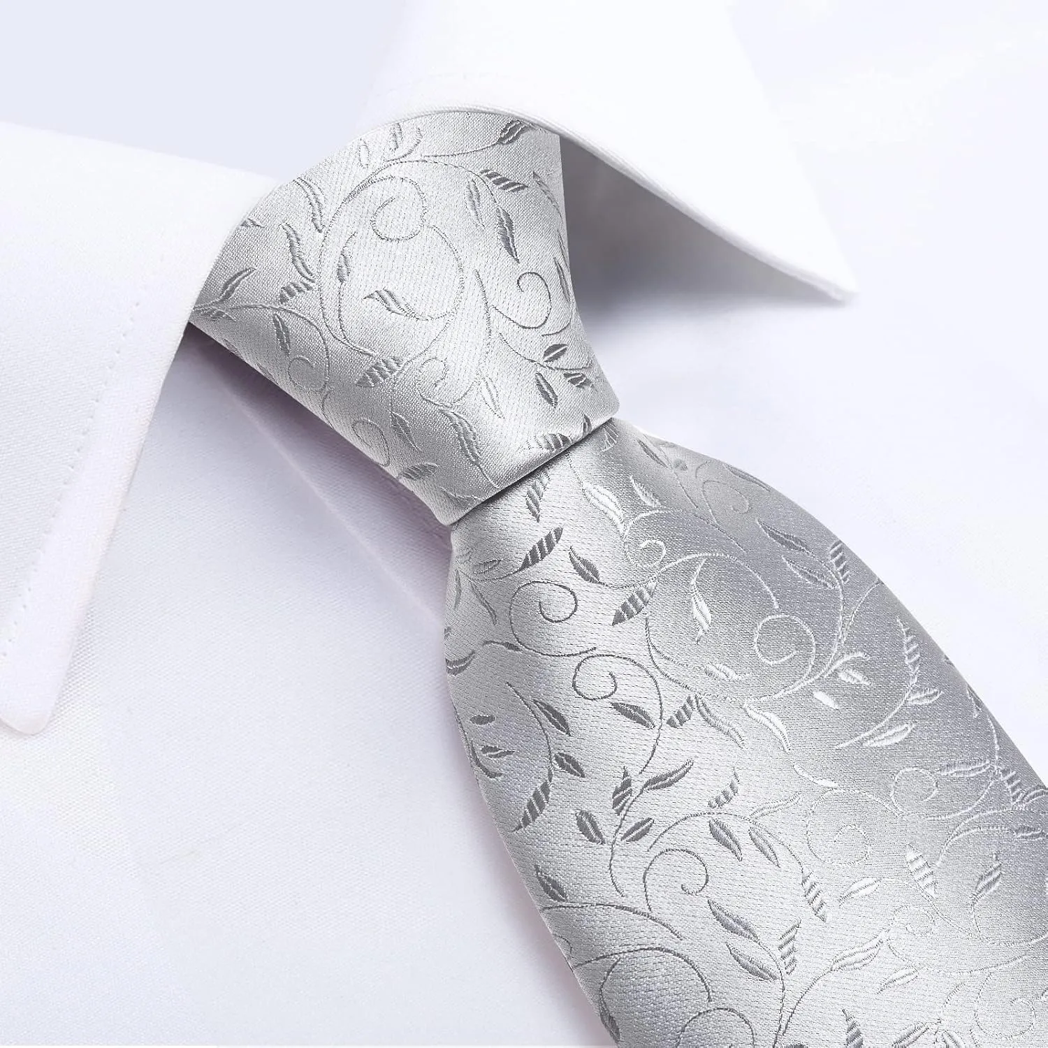 DiBanGu Silk Floral Ties for Men Woven Paisley Necktie and Tie Clip Handkerchief Cufflinks Set for Party Wedding