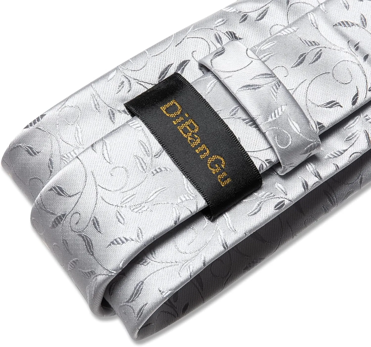 DiBanGu Silk Floral Ties for Men Woven Paisley Necktie and Tie Clip Handkerchief Cufflinks Set for Party Wedding
