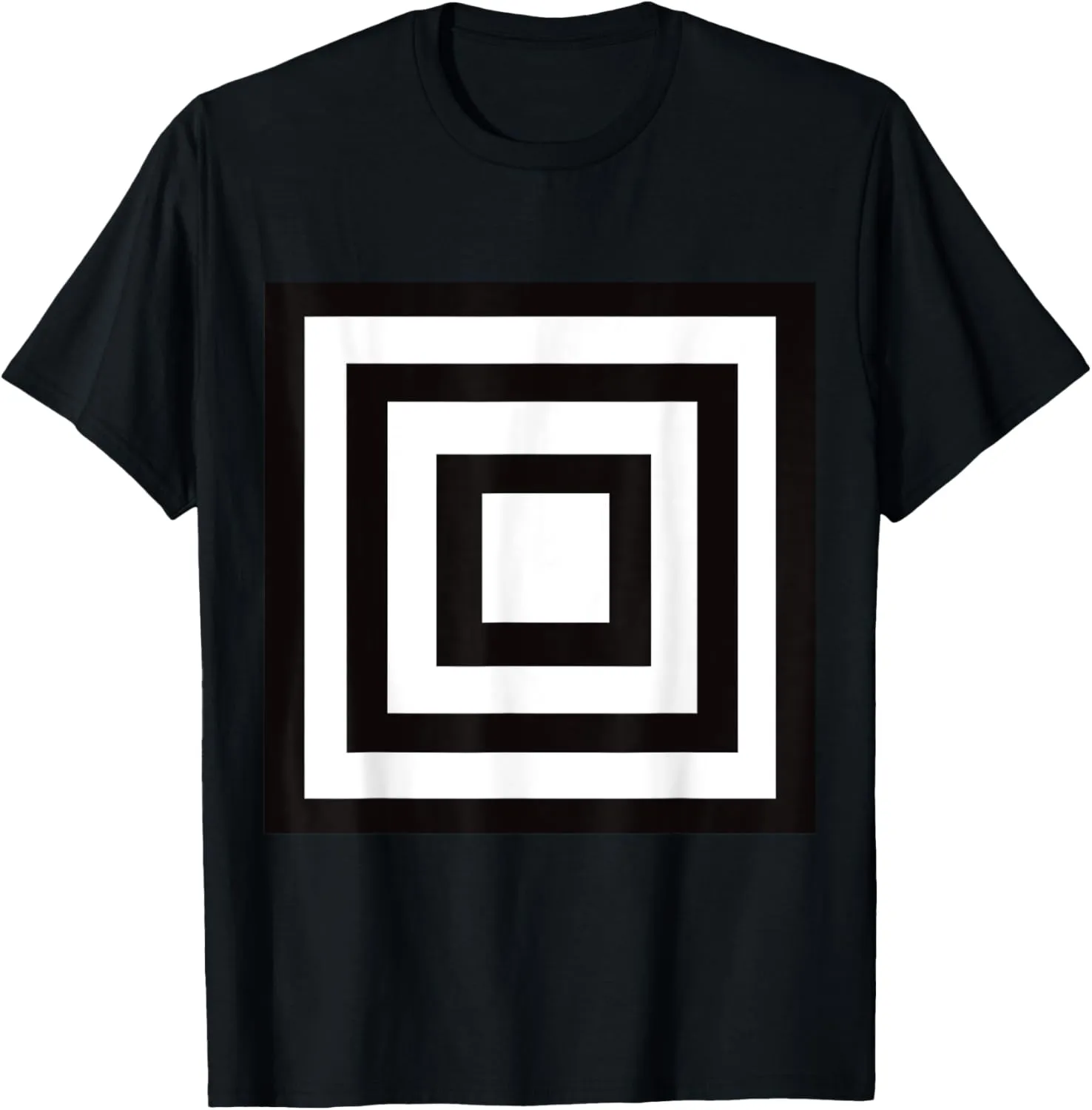 Geometric Black and White Squares Pattern T-Shirt