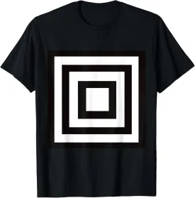Geometric Black and White Squares Pattern T-Shirt