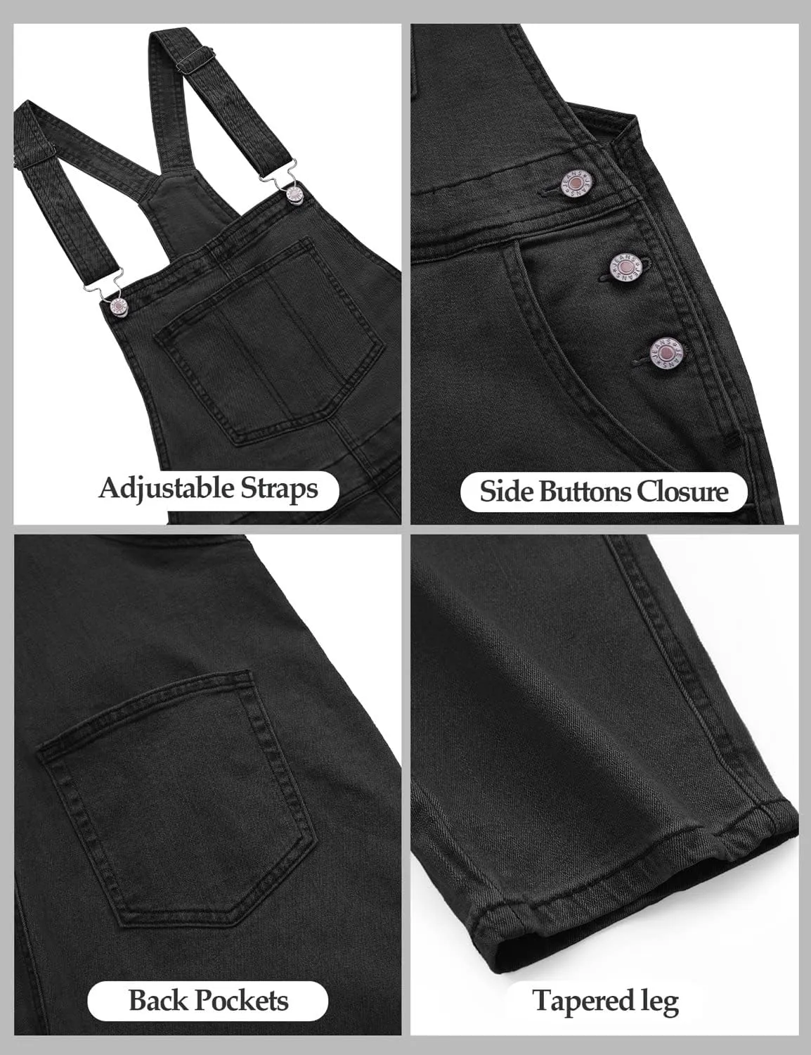 GRAPENT Overalls for Women Loose Fit Jean Denim Bib Jumpsuit Stretch Overall Pants