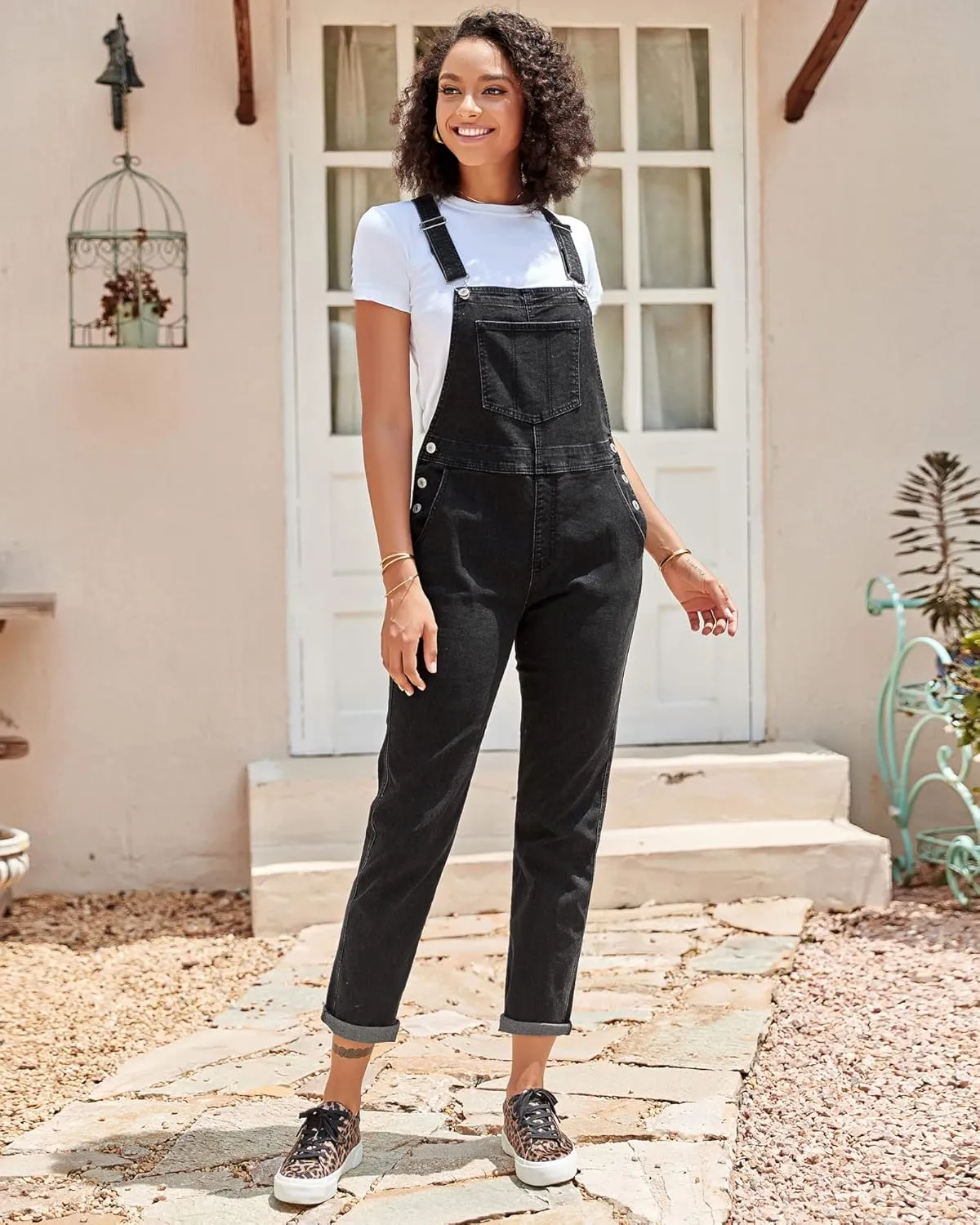 GRAPENT Overalls for Women Loose Fit Jean Denim Bib Jumpsuit Stretch Overall Pants