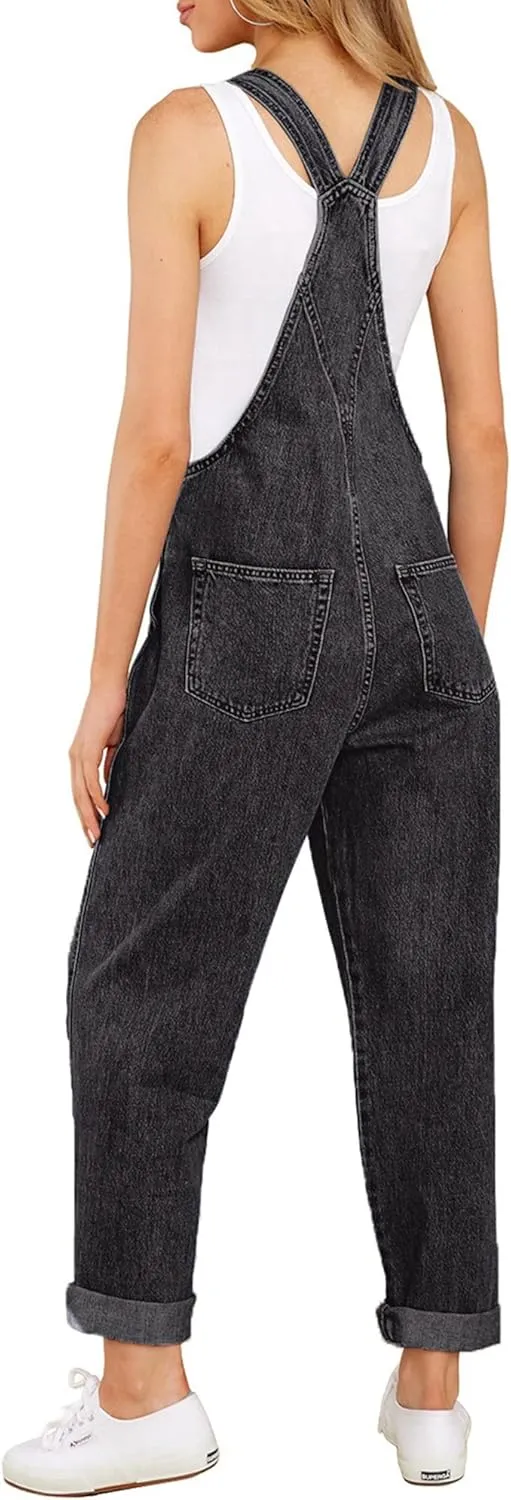 GRAPENT Overalls for Women Loose Fit Jean Denim Bib Jumpsuit Stretch Overall Pants