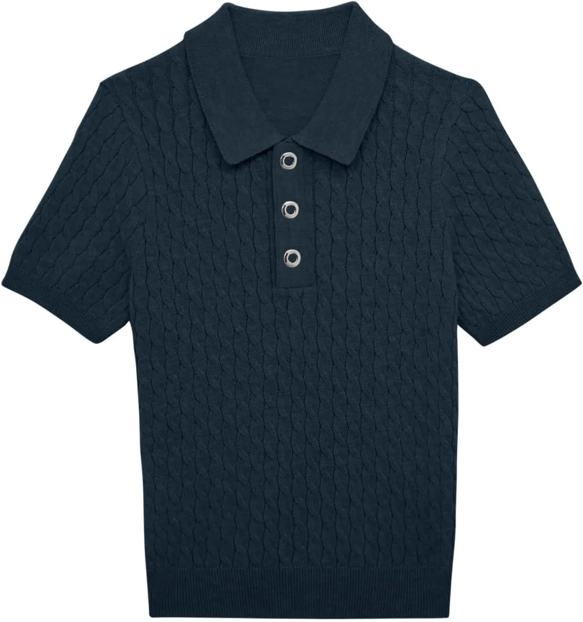 Haloumoning Boys Cable Knit Polo Shirt Kids Short Sleeve Sweater Fashion Pullover Tops Clothes 5-14 Years