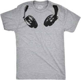 Headphones Around The Neck T Shirt Cool Music Rock and Roll DJ Tee