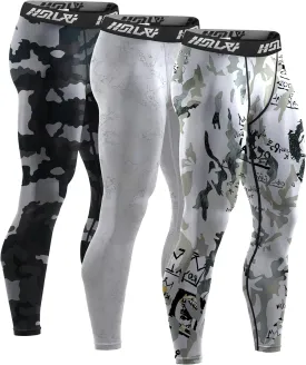 Holure 3 Pack Men's Compression Pants, Athletic Workout Running Leggings for Men, Sports Base Layer Thermal Tights