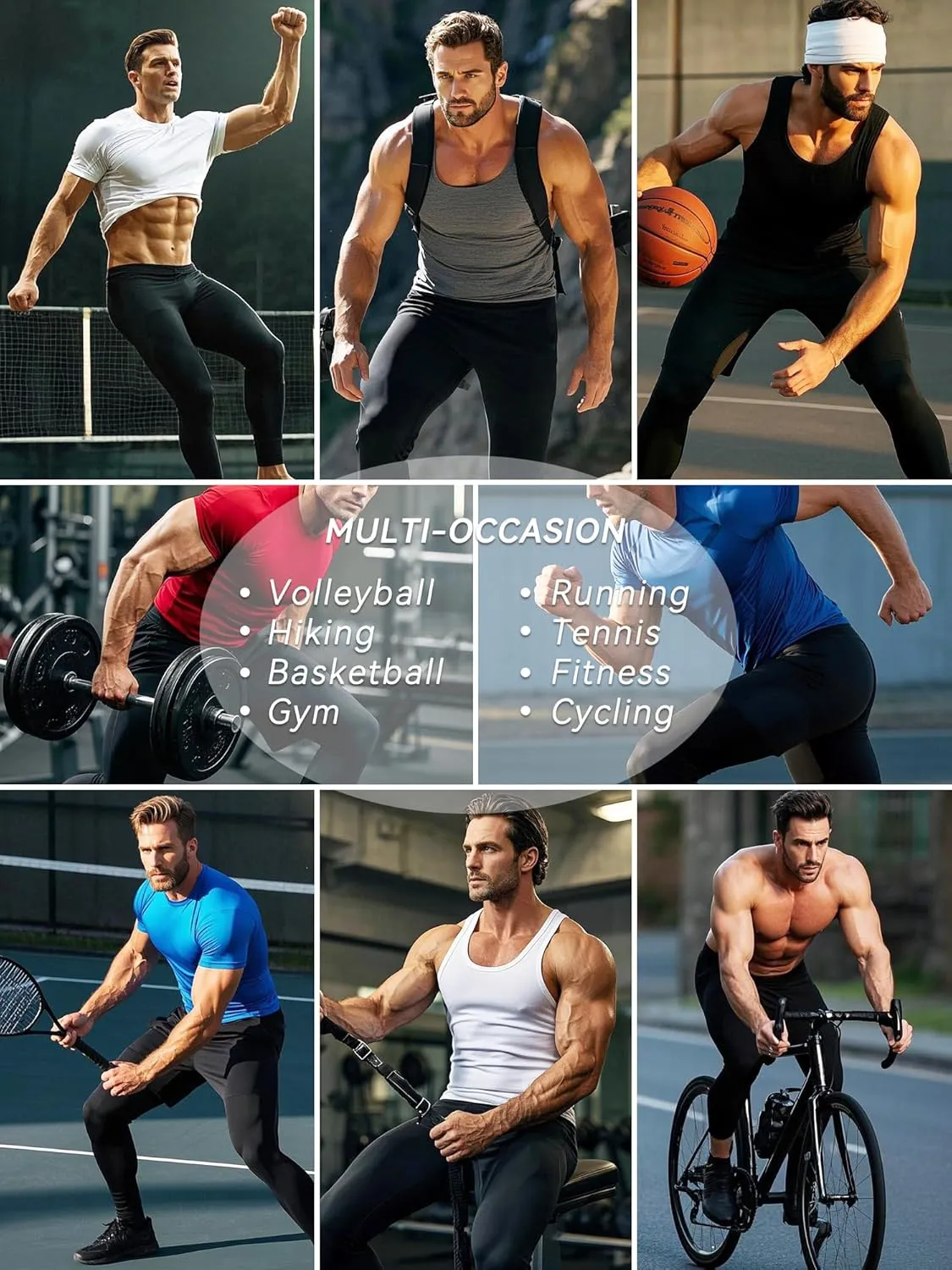 Holure 3 Pack Men's Compression Pants, Athletic Workout Running Leggings for Men, Sports Base Layer Thermal Tights