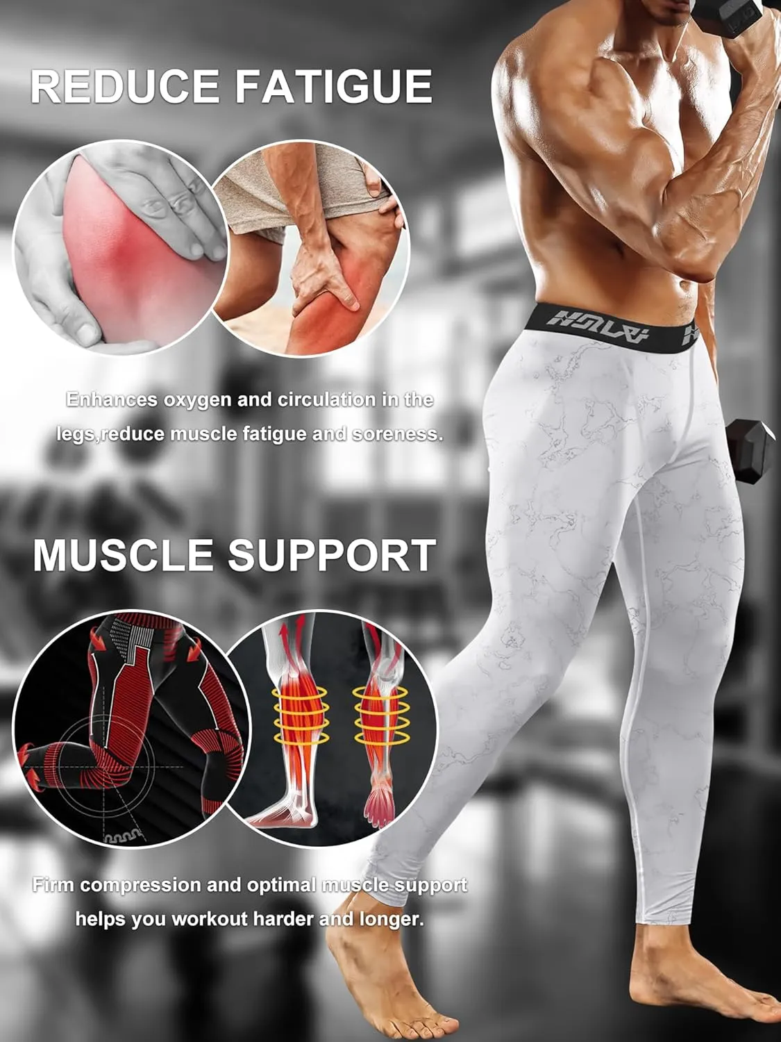 Holure 3 Pack Men's Compression Pants, Athletic Workout Running Leggings for Men, Sports Base Layer Thermal Tights