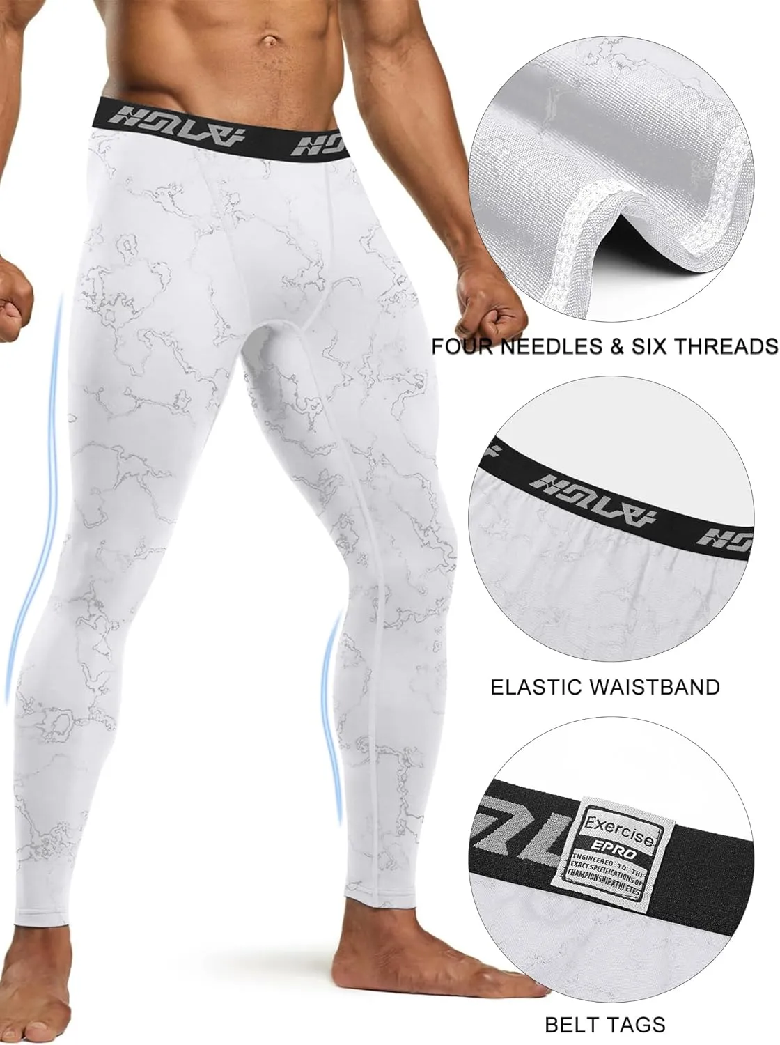 Holure 3 Pack Men's Compression Pants, Athletic Workout Running Leggings for Men, Sports Base Layer Thermal Tights