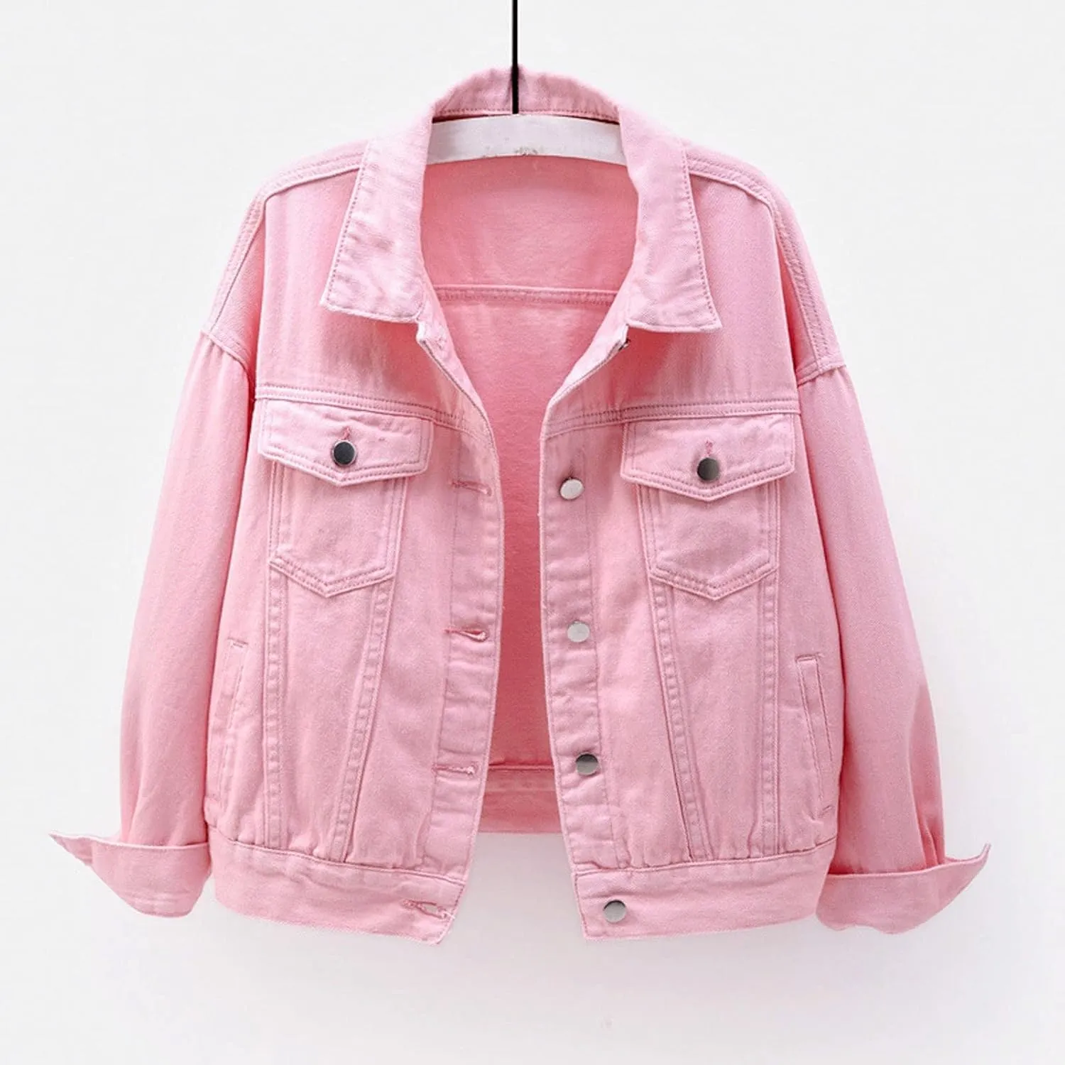 Jean Jacket For Women Trendy Womens Candy Color Denim Jacket Relaxed Fit Casual Jean Trucker Short Jackets For
