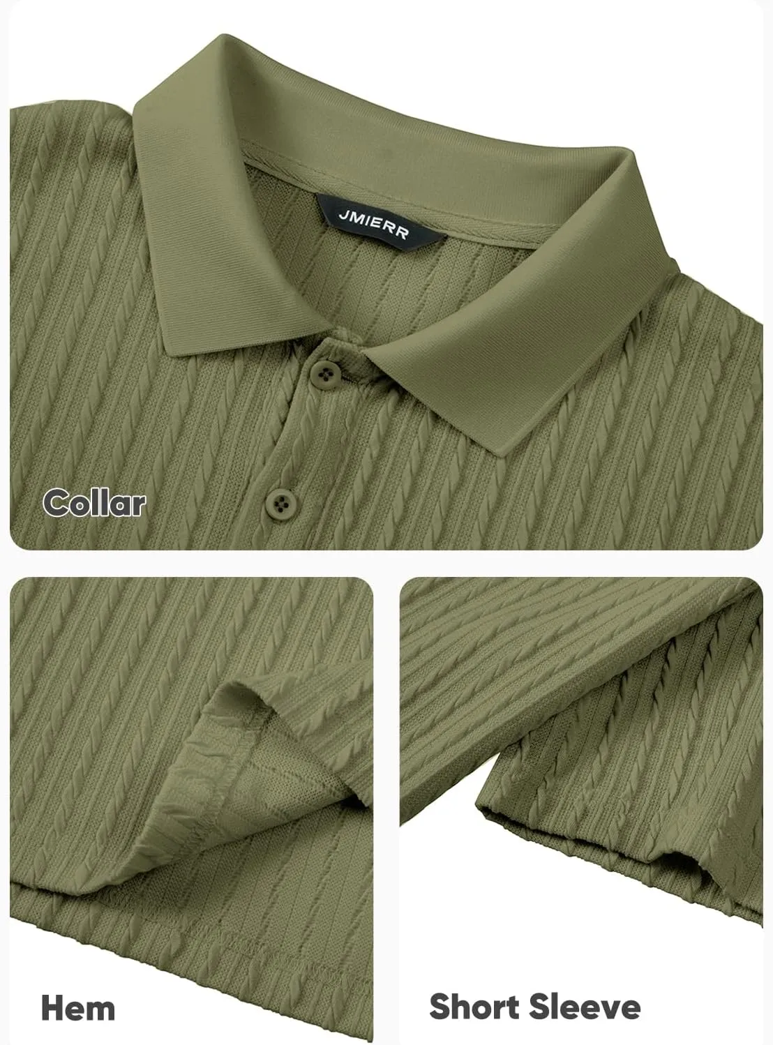 JMIERR Mens Casual Polo Shirt Summer Short Sleeve Vacation Button Beach Knit Stretchy Golf Shirts